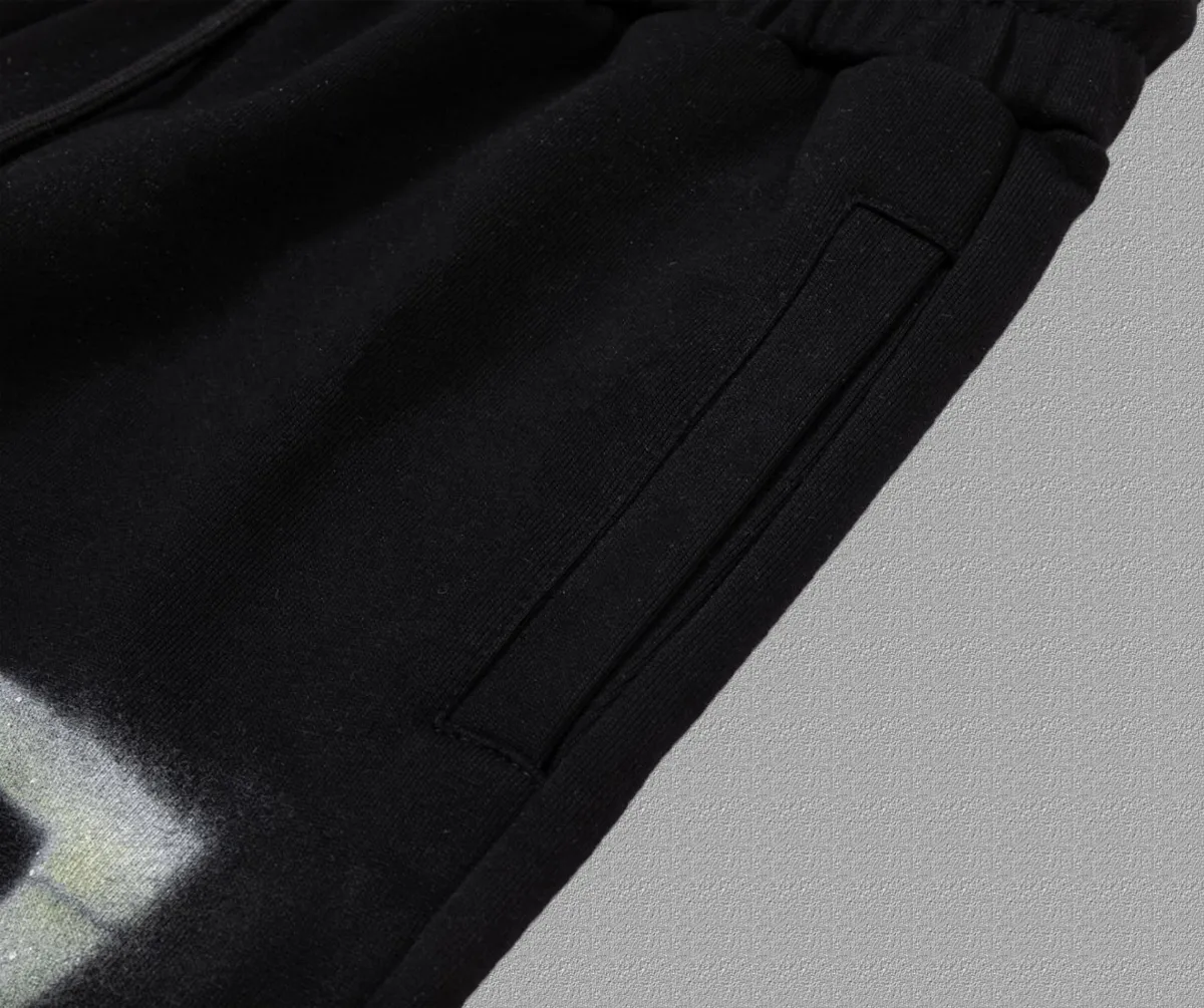 P125✨🔥 [Balenciaga] 2026 Autumn and Winter New Arrival Printed Letters Trousers and Sweatpants Premium Pure Cotton Double-Ply 400g Heavy Terry Cloth Fabric Color: Black Size: S M L XL 2XL